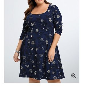 Floral Textured Skater Dress